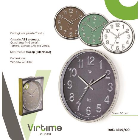 1 Pezzo Orologio da Parete Cromato Fondo Colorato 30 cm 4 Colori (1/2)