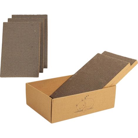Boîte à griffer pour chats Tigre Carton de 5 planches à griffer Soin des griffes pour animaux 44 x 29 x 12,5 cm (1/5)