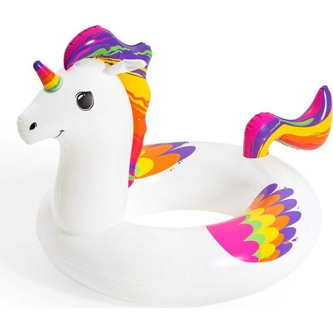 TRADE SHOP - Salvagente Gonfiabile Fantasy Unicorno Grafica Multicolor 119x91cm Piscina Lago Mare 36159 - (1/5)