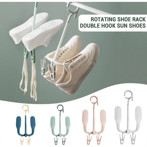 Sèche-chaussures rotatif en plastique avec double crochet (blanc)
