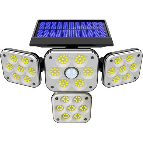 Solar-Außenleuchten mit Bewegungssensor 4 Köpfe Flutlicht Wasserdichte Solar-Wandleuchte mit 180 LED (1/5)