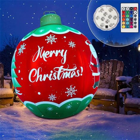 Boule De Noël Gonflable - 60 Cm - Pvc Résistant - Avec Lumière Led Et Télécommande - Pour Décoration Extérieure Jardin Piscine - 1 Pièce (1/4)