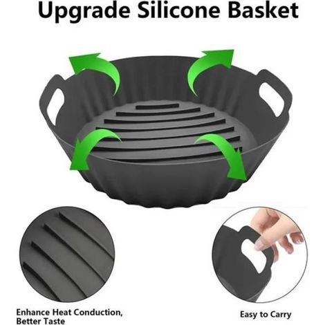 Accessoire Air Fryer, 8 Pouces Pot En Silicone Pour Friteuse À Air, Grand Doublures De Friteuse À Air En Silicone (1/4)