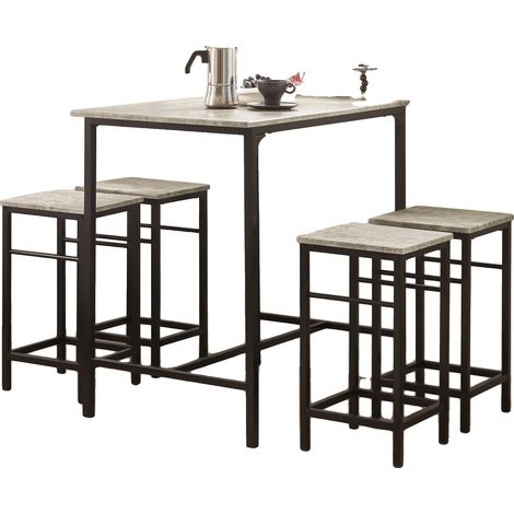 Juego de mesa de comedor, estilo moderno, fácil montaje, gris claro (1/2)