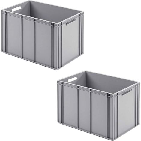 BRB 2 Euro Conteneurs avec 2 poignées, (L x l x h) 600 x 400 x 420 mm, gris, fond nervuré
