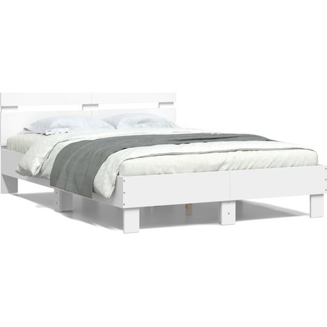 Cadre de lit avec tête de lit et LED blanc 120x200 (1/5)