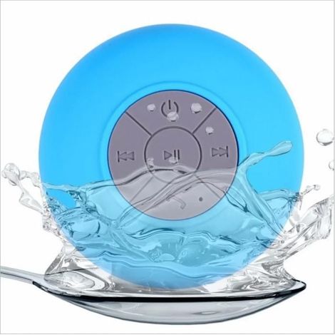 Bleu, mini enceinte Bluetooth avec ventouse, étanche, micro intégré, portable pour douche, salle de bain (1/5)