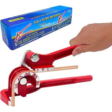 Doblador de tubos manual 3 en 1, tamaños 6 mm, 8 mm, 10 mm, tipo palanca de 180 grados, doblador de tubos de alta resistencia para cobre, latón, aluminio y metales blandos, adecuado para tuberías de a (1/5)