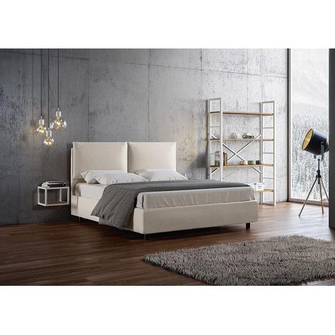 Letto ANTEA BIANCO matrimoniale con contenitore H27 con rete a doghe (1/5)