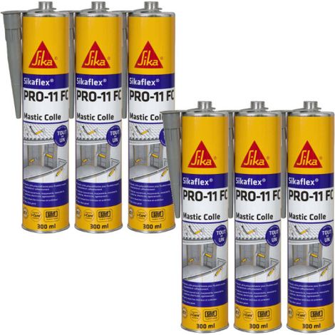 Lot de 6 mastics colle SIKA Sikaflex PRO 11 FC Purform - Gris béton - 300ml