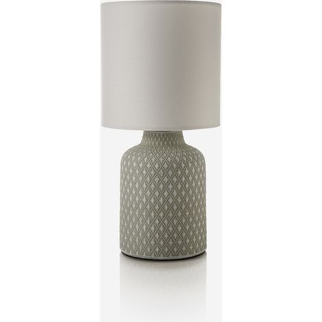 Lampada da tavolo in ceramica con paralume Zaffira - Grigio