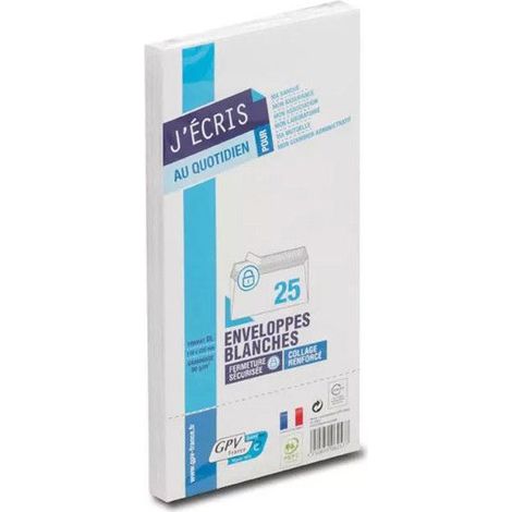 Enveloppes - Blanche - 110x220mm - Auto adhésive - Paquet de 25 - GPV