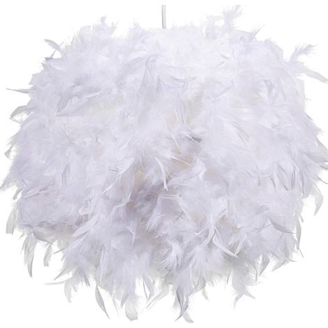 Abat-jour en plumes blanches de 30 cm, abat-jour pour plafonnier suspendu, lampe de table, lampadaire, abat-jour en plumes moelleuses pour salon (1/5)