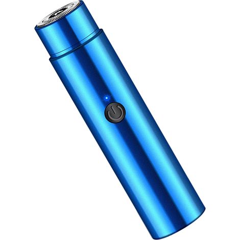Tondeuse à barbe électrique mini, rechargeable par USB, portable, rotative, pour hommes et femmes, bleue (1/5)