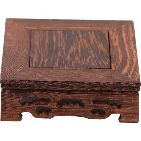 Piédestal Bois - Support Carré pour Vase ou Petit Pot - Décoration Intérieure Rétro - 10 x 10 x 3,7 cm - 1 Pièce (1/5)