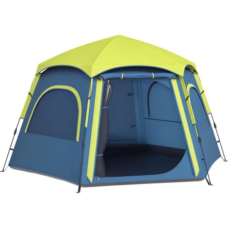 Tienda de camping para 4 personas con fácil montaje, protección UV y bolsa de transporte Medidas: 280 x 240 x 155 cm Color azul