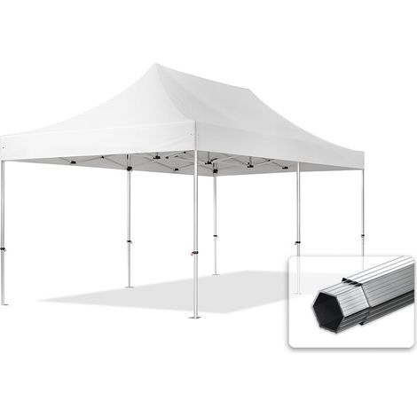 TOOLPORT 3x6m PVC 850 Pop Up Gazebo PROFESSIONAL Aluminium 40 mm, fire resistant, white