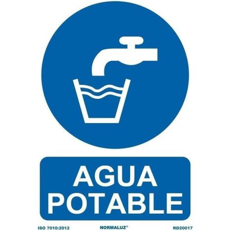 Señal de obligación con tintas UV Agua Potable SEKURECO 200 x 300 mm ADHESIVOS DE VINILO