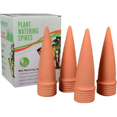 Cone-shaped watering system set, garden stakes, ceramic clay cones, 4 pieces (1/5)