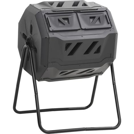 Contenedor de compostaje de jardín negro 73x64x95 cm 160 L