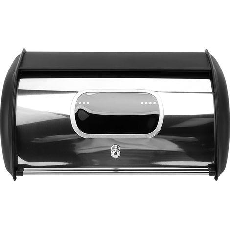 Boîte à pain noire avec petite fenêtre, idéale pour le plan de travail. (1/5)