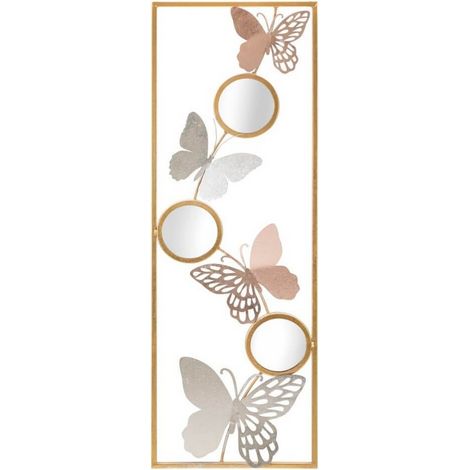 Pannello decorativo con specchi e farfalle in ferro per decorazioni ambienti -Sinistra (1/5)
