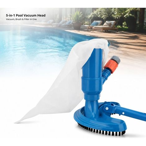 Tête d'aspiration 5 en 1 pour piscine - ABS Bleu 257mm - Brosse polyvalente spa étang sans outil (1/5)