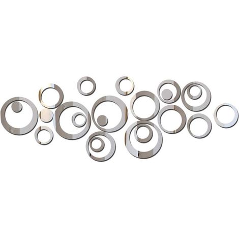 Modern design spiegelset, acryl decoratieve spiegelkristal, diamant, 23 stuks/set, 3D, doe-het-zelf, zilver (1/5)