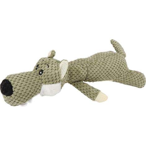 Quietschendes Spielzeug für Hunde, Zahnreinigung, interaktiv, niedlicher Wolfsform, Plüsch-Welpen-Kauspielzeug für kleine und mittelgroße Haustiere (1/5)