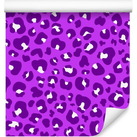 Carta da parati effetto pelle di animale viola nei toni del viola, lavanda e bianco, 50x1000 cm (1/5)
