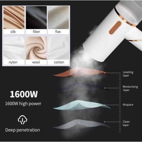Vaporizador de ropa - 1600W - Depósito de agua de 250ml - Portátil - Blanco (1/3)