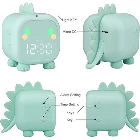 Sveglia Digitale per Bambini, Simulatore Alba Dinosauri con Timer e Funzione Snooze, Adatta a Ragazzi e Ragazze, Regalo di Compleanno (Verde) (1/4)