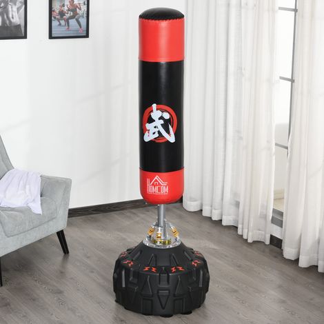 Standboxsack Erwachsene Freistehender Boxtrainingsgerät Boxpartner Boxassistent Training mit Saugfuß Schwarz+Rot 60x60x180 cm (1/5)