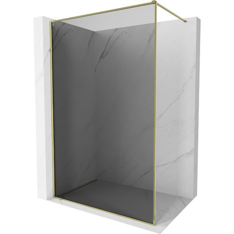 Mexen Kioto-XF panel de ducha Walk-in con marco 60 x 202 cm, grafito 10 mm, dorado - 800-060-104-50-40-X (1/5)