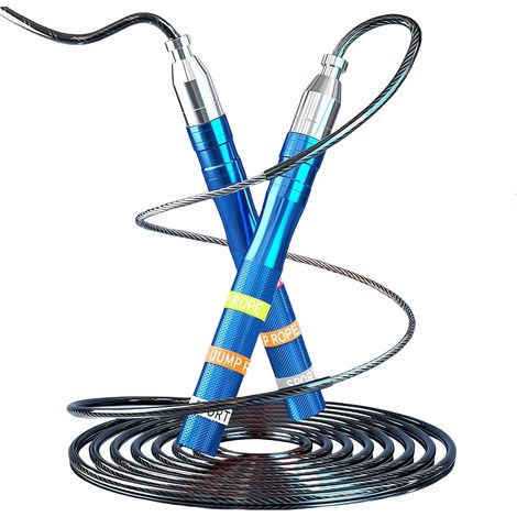 Corde à Sauter de Vitesse, Cordes à Sauter Réglable pour Adultes, Jump Rope Fitness en Aluminium, Roulements Doubles, pour Sauter, Fitness, Boxe, Gym et MMA (1/5)