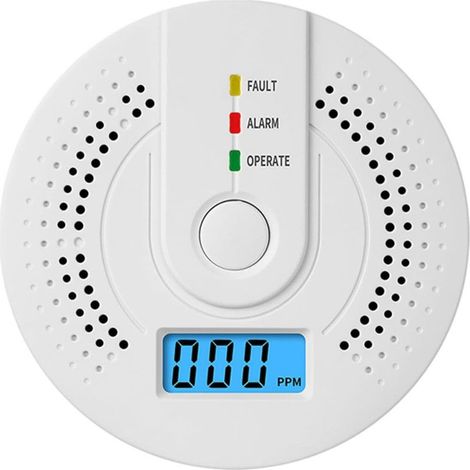 Détecteur de monoxyde de carbone portable, écran numérique et alarme sonore, pour maison, camping-car et voyage, blanc, sans piles (1/5)