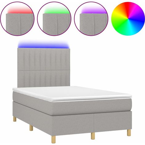 Maison Exclusive - Sommier Ă lattes de lit matelas LED Gris clair 120x200 cm Tissu (1/5)