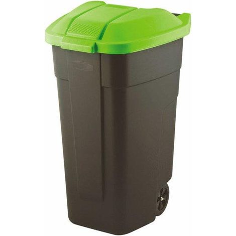 Curver pattumiera nera da 110 litri con coperchio verde