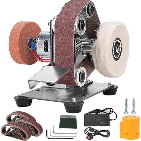Ponceuse à bande électrique 755W – 7 vitesses réglables pour polissage et meulage – Acier inoxydable haute résistance – Pour fabrication de couteaux (1/5)