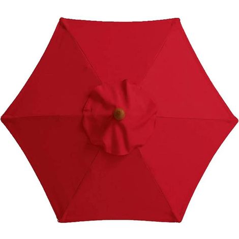 Telo di ricambio per ombrellone, 6 stecche, 2 m, impermeabile, resistente ai raggi UV, tessuto di ricambio, rosso (1/4)