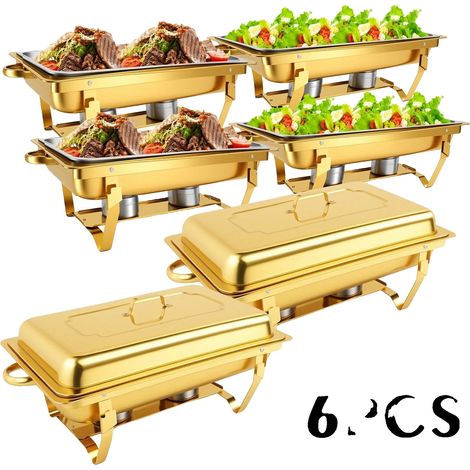 Bains-marie, capacité de 9QT, finition dorée élégante, Or 6pcs (1/2)