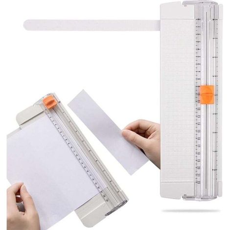 Coupe-papier A4, coupe-papier portable avec dispositif de sécurité automatique et règle latérale, convient pour le papier, les étiquettes, les cartes, le papier kraft et les photos.
