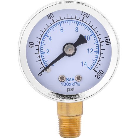 Jauge de pression hydraulique 0-200 psi / 0-14 bar, cadran 40 mm, raccord 1/8" NPT (1/5)