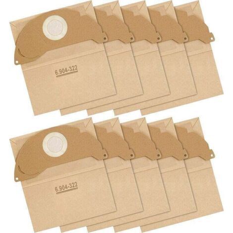 WD2 Lot de 10 sacs de filtres et papier pour aspirateur Kärcher WD2 MV2 A 2003/2024/2054 Remplace les sacs WD2 6.904-322.0 (1/4)