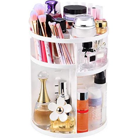Boîte de rangement de maquillage rotative à 360° (blanche) - K (1/5)