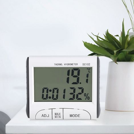 Thermomètre Hygromètre Digital LCD d'Ambiance avec Horloge ABS 8x7x1.8cm (1/5)