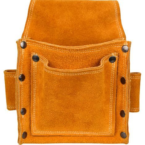 Bolsa organizadora de herramientas de cuero para carpinteros y electricistas, organizador de bolsillo grueso, bolsa para herramientas, estuche para taladro para constructores y carpinteros aficionados (1/4)