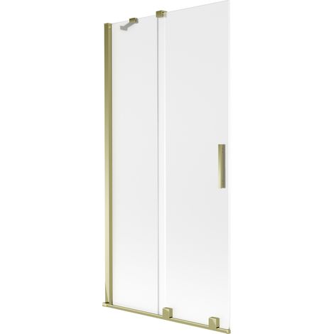 Mexen Velar mampara de ducha corredera de 2 hojas 90 x 150 cm, esmerilado, dorado - 896-090-000-31-50 (1/2)