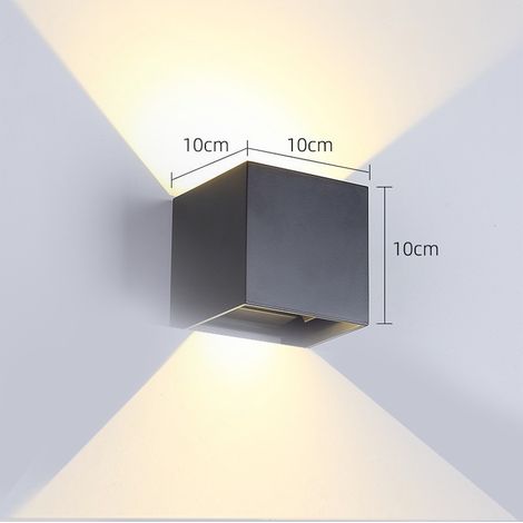 Quadratische LED-Wandleuchte, schwarz, Aluminium, 12 W, warmweiß, 10 x 10 x 10 cm, mit Bewegungsmelder, wasserdicht, verstellbar, 2er-Set, geeignet für den Innen- und Außenbereich.