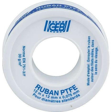 Nastro in teflon geb standard 12 m 12 mm